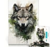 Wolf in Watercolor 1000 Piece Teenager Puzzles Cognitive Boost Fun Tight Lock No Loose Pieces Engaging Way to Pass Free Hours (50x75cm)