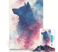 Wolf in Watercolor Jigsaw Puzzle1000 Pieces Thinking Skill Game Seamless Fit Precise Pieces Family Fun Night Activity (50x75cm)