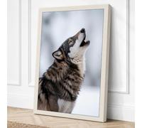 Wolf in Winter Canvas Wall Art Print 24x16 Inch