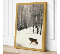 Wolf in Winter Forest Canvas Wall Art Print 24x16 Inch