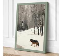Wolf in Winter Forest Canvas Wall Art Print 24x16 Inch
