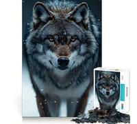 Wolf in Winter Snowfall Portrait Jigsaw for Adults1000 Pieces Mind Boost Game Seamless Fit Precise Pieces Relaxing Indoor Group Activity (50x75cm)