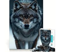Wolf in Winter Snowfall Portrait Jigsaw for Adults1000 Pieces Mind Boost Game Seamless Fit Precise Pieces Relaxing Indoor Group Activity (38x26cm)