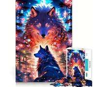 Wolf Japan Landscape Jigsaw Puzzle1000 Pieces Thinking Skill Game Seamless Fit Precise Pieces Family Fun Night Activity (38x26cm)