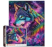 Wolf Jigsaw Puzzle 1000 Pieces Puzzles for Adults,Colorful Forest Wolf with Night Sky Star Puzzles for Challenging Family Activity Games DIY Puzzle for Home Wall Decor - 20 x 27 Inches