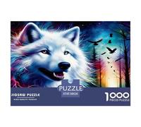 Wolf Jigsaw Puzzles 1000 Piece Challenge Toy for Adults, Starry Sky Raven Impossible Jigsaw Puzzles 1000 Pieces Educational Game Puzzle Gifts 38x26cm/1000pcs