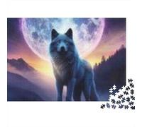 Wolf Jigsaw Puzzles 1000 Pieces Recycled Material Moonlit Mountain Adult Jigsaws Developing Children‘s Intelligence Parent Child Game Activity 38x26cm/1000pcs