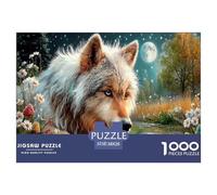Wolf Jigsaw Puzzles Puzzle for Adults Kids. 1000 Piece Moonlit Stream Whimsical Challenge Toy Home Decoration for Gifts 38x26cm/1000pcs