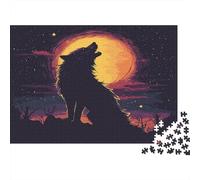 Wolf Jigsaw Puzzles Puzzle for Adults Kids. 1000 Pieces Full Moon Starry Sky Great Gifts Challenge Toy Educational Game Home Decoration for Educational Games Gifts 1000pcs (75x50cm)