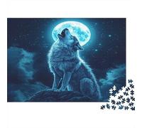 Wolf Jigsaw Puzzles Puzzles for Adults Kids. 1000 Piece Full Moon Starry Sky Great Gifts Challenge Toy Educational Games Home Decoration for Adults& Kids Age 14 Years Up 1000pcs (75x50cm)