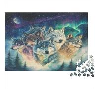 Wolf Jigsaw Puzzles Puzzles for Adults Kids. 1000 Pieces Painted Wolf Head Impossible Challenge Toy Educational Games Home Decoration for Educational Games Gifts 1000pcs (75x50cm)