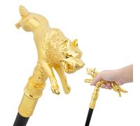 Wolf King Aluminum Folding Cane, Dual-Section Collapsible Walking Sticks with Height Adjustment, Non-Slip Tip & Wrist Strap for Stability(Gold)