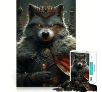 Wolf King Animal 1000-piece Jigsaw Puzzles Think Exercise Game Tight Interlock No Gaps Interactive Brain Challenge for Home (38x52cm)