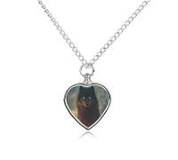 Wolf King at The Sunset Ashes Necklace Dog Pet Urn Necklace Heart Cremation Jewelry with Fill Kit