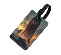 Wolf King at The Sunset Luggage Tags for Suitcases Handbag Tag Labels Travel Accessories Privacy Cover ID Label