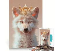 Wolf King Crown Jigsaw Puzzle 1000 Logic Thinking Play Expert Cutting Craftsmanship Quiet Time Mind Exercise at Home (50x75cm)