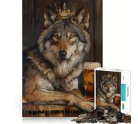 Wolf King Crown Pint Beer Jigsaw Puzzles 1000 Mind Skill Play Premium Laser Cut Quality Quiet Time Mind Exercise at Home (50x75cm)