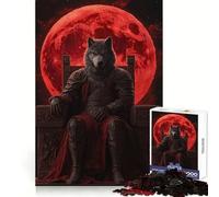 Wolf King on Throne Teenager Jigsaw Puzzles 1000 Pieces Memory Power Soothing Hobby Seamless Fit Cozy Xmas Gift (50x75cm)