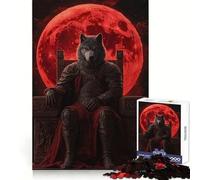Wolf King on Throne Teenager Jigsaw Puzzles 1000 Pieces Memory Power Soothing Hobby Seamless Fit Cozy Xmas Gift (38x52cm)