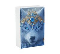 Wolf King with Blue Eyes Cute Cigarette Case Smoking Box Pocket Holder Carrying Coin Pouch for Men Women