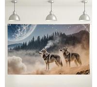 Wolf Landscape Wall Backdrop, Nature Scenery Artistic Photography Background, Outdoor Indoor Decorations for Events, Winter Themed Party Supplies 71x43 Inch