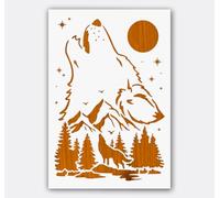 Wolf Landscape Wall Stencil 9 x 12 in - Reusable Mylar Template for Decorative Painting, Nature Wall Art & DIY Projects