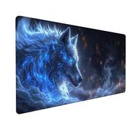 Wolf Large Mouse Mat, Fantasy Gaming Mouse Pad with Stitched Edges, Extended Mousepad with Non-Slip Rubber Base, Desk Mat for Desk Accessories and Office Accessories, Gifts for Men, 900x400x3mm 6-5408