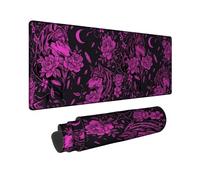 Wolf Large Mouse Pad, Gothic Floral Flower Moon Violet Rubber Smooth Cloth Mouse Mat for Desk Idea for Home Office Desk Laptop Gamers Gift 16x36 Inch