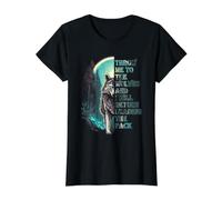 Wolf Leader Quote Throw Me to the Wolves Motivation Value Graphic T-Shirt, Women, Black, M