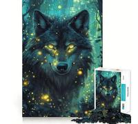 Wolf Light in The Darkness 1000 Piece Teenager Puzzles Cognitive Train Game Zero Gap Compact Fun for Family Game Time (50x75cm)