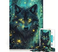 Wolf Light in The Darkness 1000 Pieces Puzzles for Adults Mind Exercise Play Precision Cut Smooth Edges Relaxing Indoor Group Activity (38x52cm)