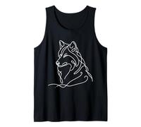 Wolf Line Art Drawing Wildlife Nature Animal Illustration Tank Top