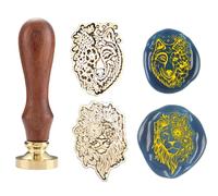 Wolf & Lion Floral Wax Seal Stamp - Artistic Irregular Brass Head + Handle - Symbolizing Inner Strength & Outer Grace - Vintage Sealing Kit for Journals, Letters, Gifts (2 in 1)