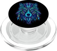 Wolf Lone Wolf Pack Head Howling Wolves Black PopSockets PopGrip for MagSafe