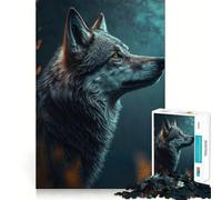Wolf Looks Up at The Moon 1000 Piece Jigsaw Brain Skill Game High Precision Die Cut Fascinating Hobby for Idle Moments (38x26cm)