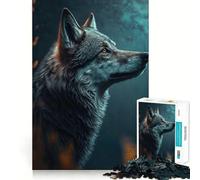 Wolf Looks Up at The Moon Jigsaw for Adults 1000 Pieces Think Skill Game High Precision Die Cut Entertaining Challenge for Spare Time (50x75cm)