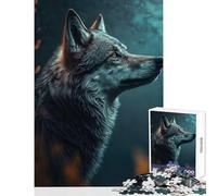 Wolf Looks Up at The Moon Jigsaws for Adults1000 Pieces Gifts for Women Men Difficult Challenge Home Decoration Toys for Age 14+ Game (50x75cm)