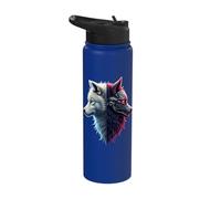 Wolf Lover Robotic Cyborg AI Wolfs Owner Robot Distopian Stainless Steel Insulated Water Bottle