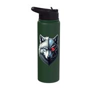 Wolf Lover Robotic Cyborg AI Wolfs Owner Robot Distopian Stainless Steel Insulated Water Bottle