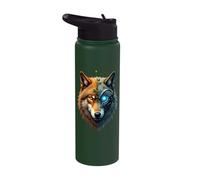 Wolf Lover Robotic Cyborg AI Wolfs Owner Robot Distopian Stainless Steel Insulated Water Bottle