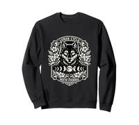 Wolf Lunar Cycle Moon Phases Celestial Mystical Floral Goth Sweatshirt