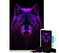 Wolf Magenta Neon Adult Jigsaw1000 Pieces Cognitive Boost Game No Gap Tight Fitting Design Birthday Gift Brain Teaser Toy (38x52cm)