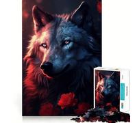 Wolf Magical Red Rose 1000 Piece Teenager Puzzles Cognitive Train Game Zero Gap Compact Fun for Family Game Time (38x52cm)