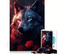 Wolf Magical Red Rose Jigsaw Puzzle1000 Pieces Brain Boosting Play Zero Gap Cozy Indoor Entertainment for All (38x26cm)