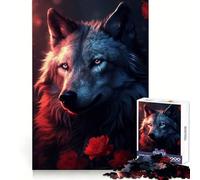 Wolf Magical Red Rose Jigsaw Puzzles for Adults 1000 Piece Mental Workout Quiet Enjoyment Xmas Gift (38x52cm)