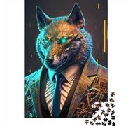 Wolf Manager In Suit Puzzles for Adults,1000 Piece Jigsaw Puzzles for Adults, Paper Puzzle Fun Decompressing Game 1000pcs (38x26cm)