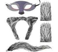 Wolf Mask Halloween Wolf Costume, Realistic Werewolf Outfit for Adults Men Women Cosplay Party (02-grey)