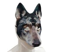 Wolf Masque - Realistic Animal Face Mask | Werewolf Mask Comfortable Fabric+EVA Design (10.24x7.87) | Unobstructed Vision for Halloween & Cosplay | Lightweight Fits Teens & Adults