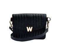 Wolf Mimi Collection Leather Black Mini Bag with Wristlet and Lanyard - Black WFF-067