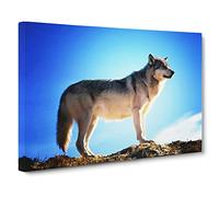 Wolf Modern Canvas Wall Art Print Ready to Hang, Framed Picture for Living Room Bedroom Home Office Décor, 30x20 Inch (76x50 cm)